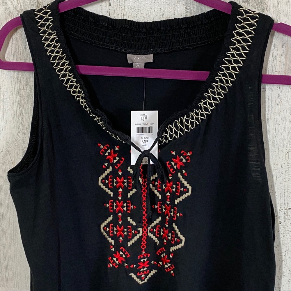 J. Jill Black Tank w/ Embroidered Detail NWT - Picture 3 of 6